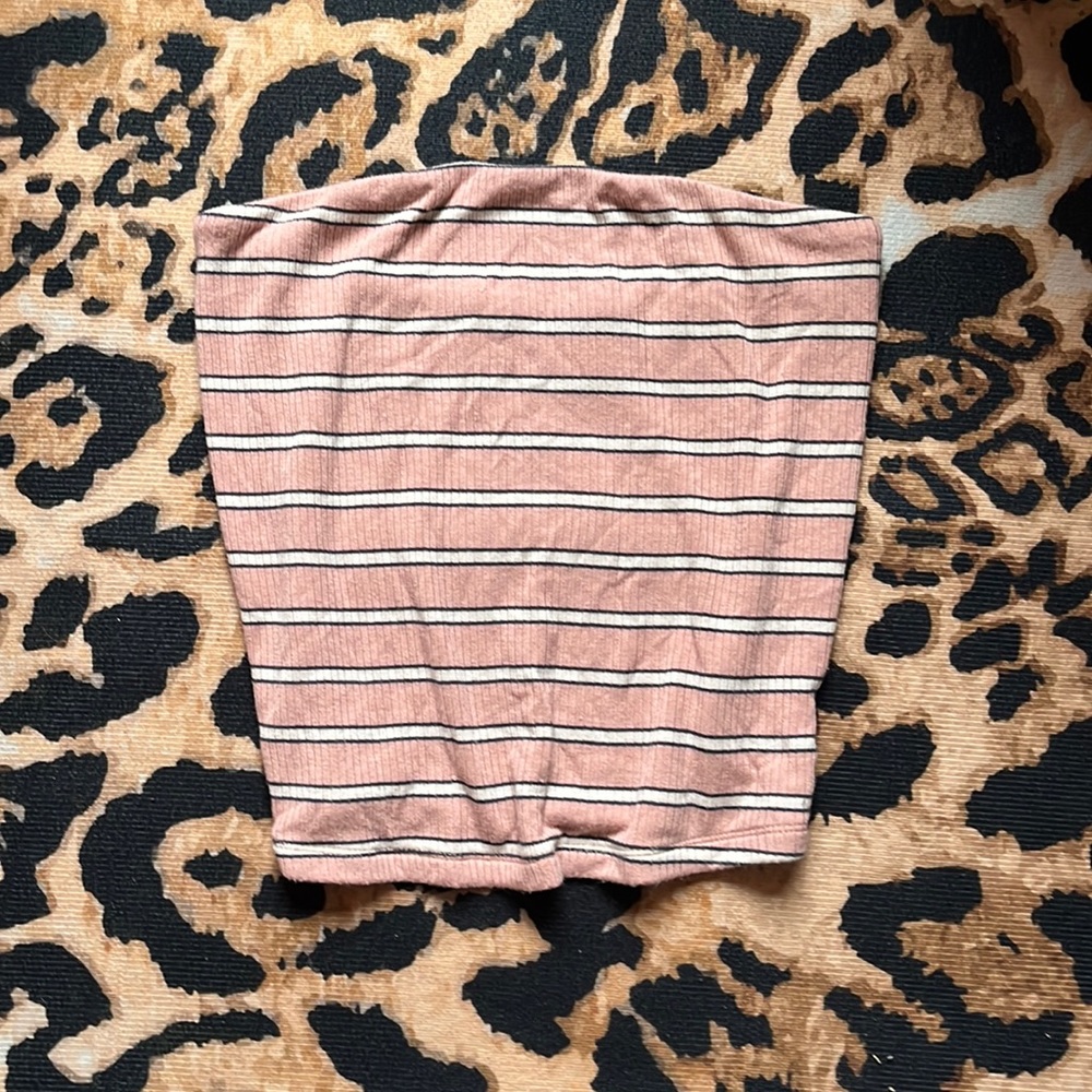 american eagle pink ribbed cropped tube top